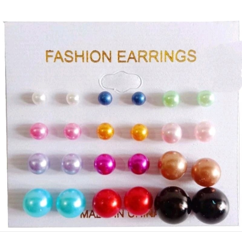 ANTING GIWANG ANTING MUTIARA ANTING TUSUK BESI. STAINLESS MIX HITAM