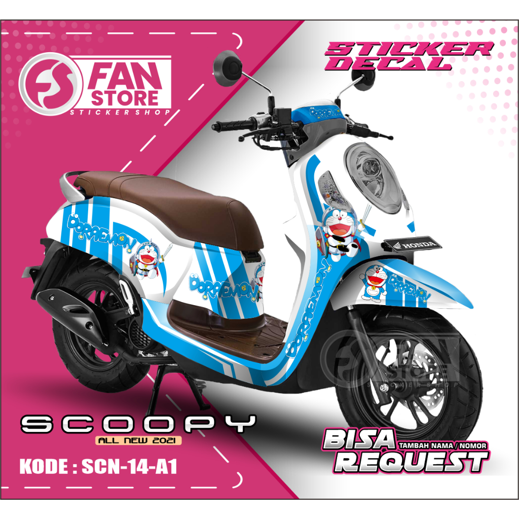 Sticker Decal Motor Honda Scoopy 2021 Fullbody  - Dekal Scoopy 2021 Doraemon - Sticker Motor - KODE 