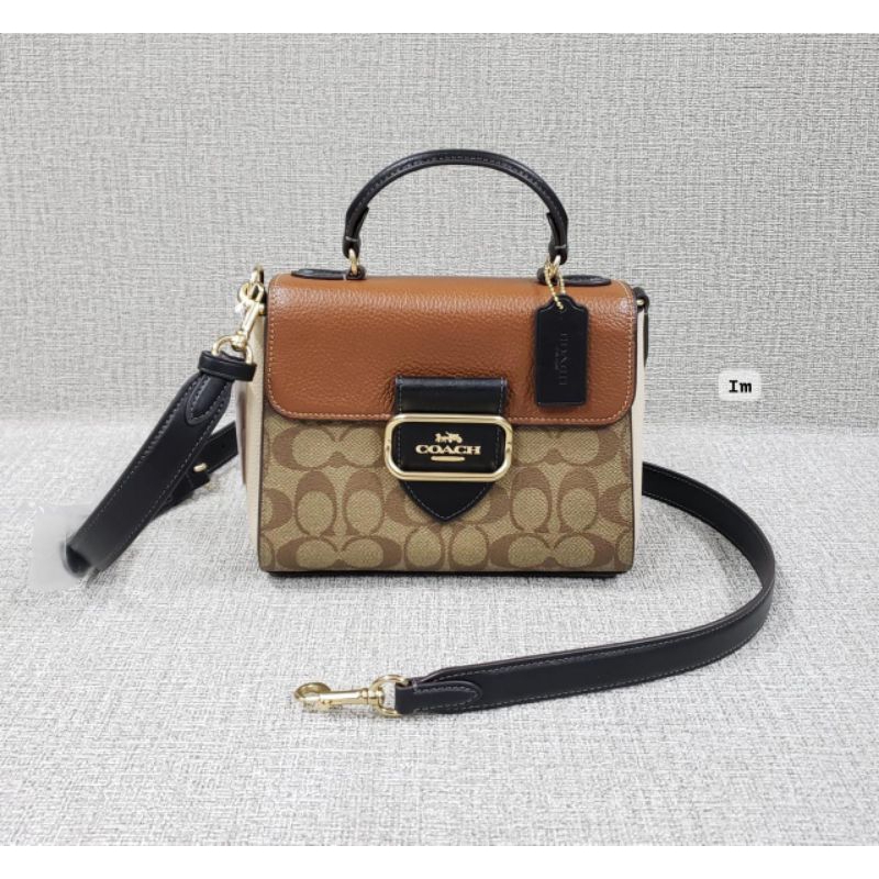 tas wanita CE569 Morgan top handle satchel. KHAKIMULTI