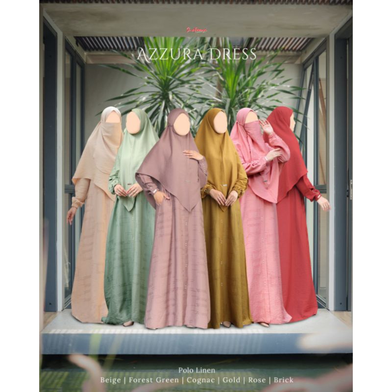 SHAFEEYA - AZZURA dress -Gamis Dewasa - Gamis Polo Linen