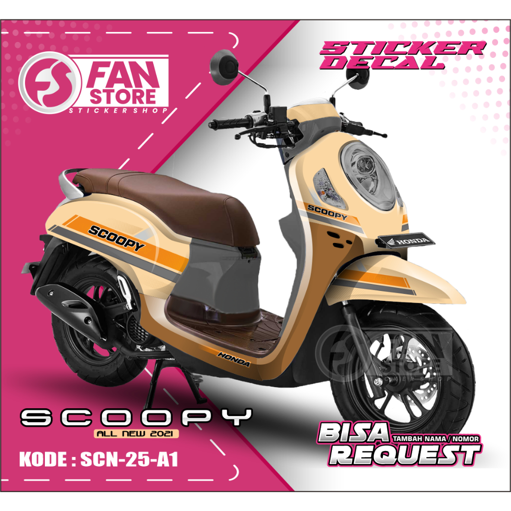 Sticker Decal Scoopy New Fi 2022 Full Body - Brown - Decal New Scoopy Prestige/Scoopy Stylish 2022