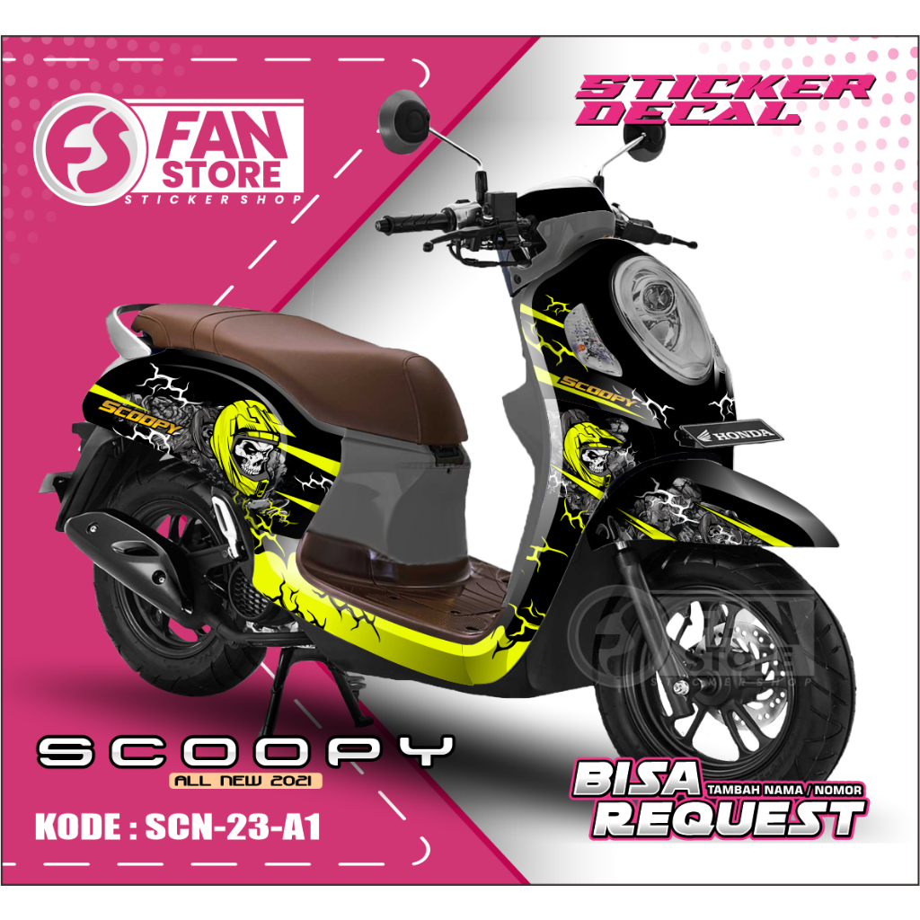 Sticker Decal Scoopy New Fi 2022 Full Body Helmet Tengkorak - Decal Honda Scoopy PRESTIGE 2022