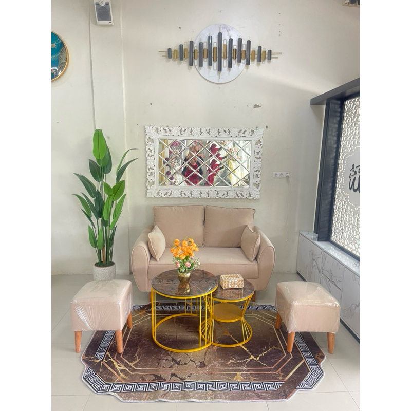 SOFA RETRO SET STOLL+MEJA TWIN GRANIT