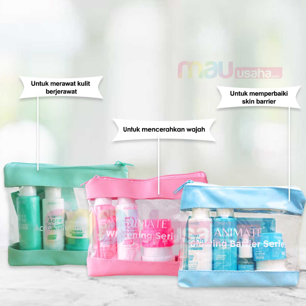 Paket Animate Skincare Cream Pemutih Wajah Paket Acne Solution Animate Whitening Paket Skincare BPOM