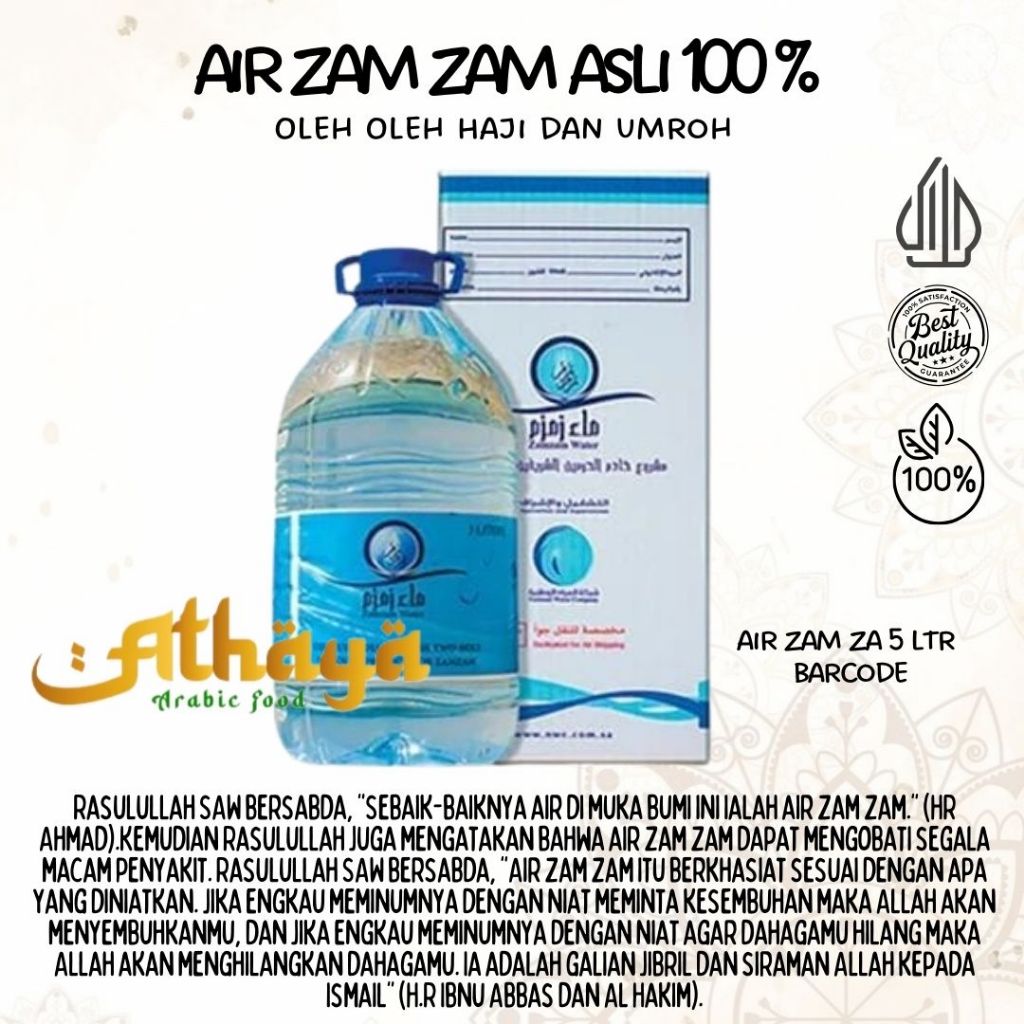 

Air Zamzam 5 Liter Asli Original Asli Mekkah Air Zam Zam Galon 5 Liter Barcode Asli Arab Saudi / Air Suci