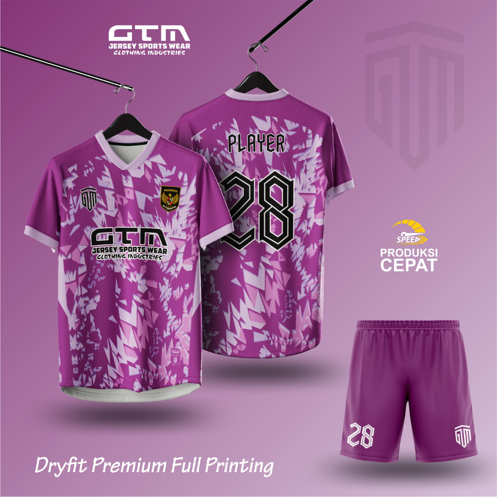 JERSEY BOLA FUTSAL UNGU PRINT MOTIF DIAMOND - ~ CUSTOM DESIGN GTM
