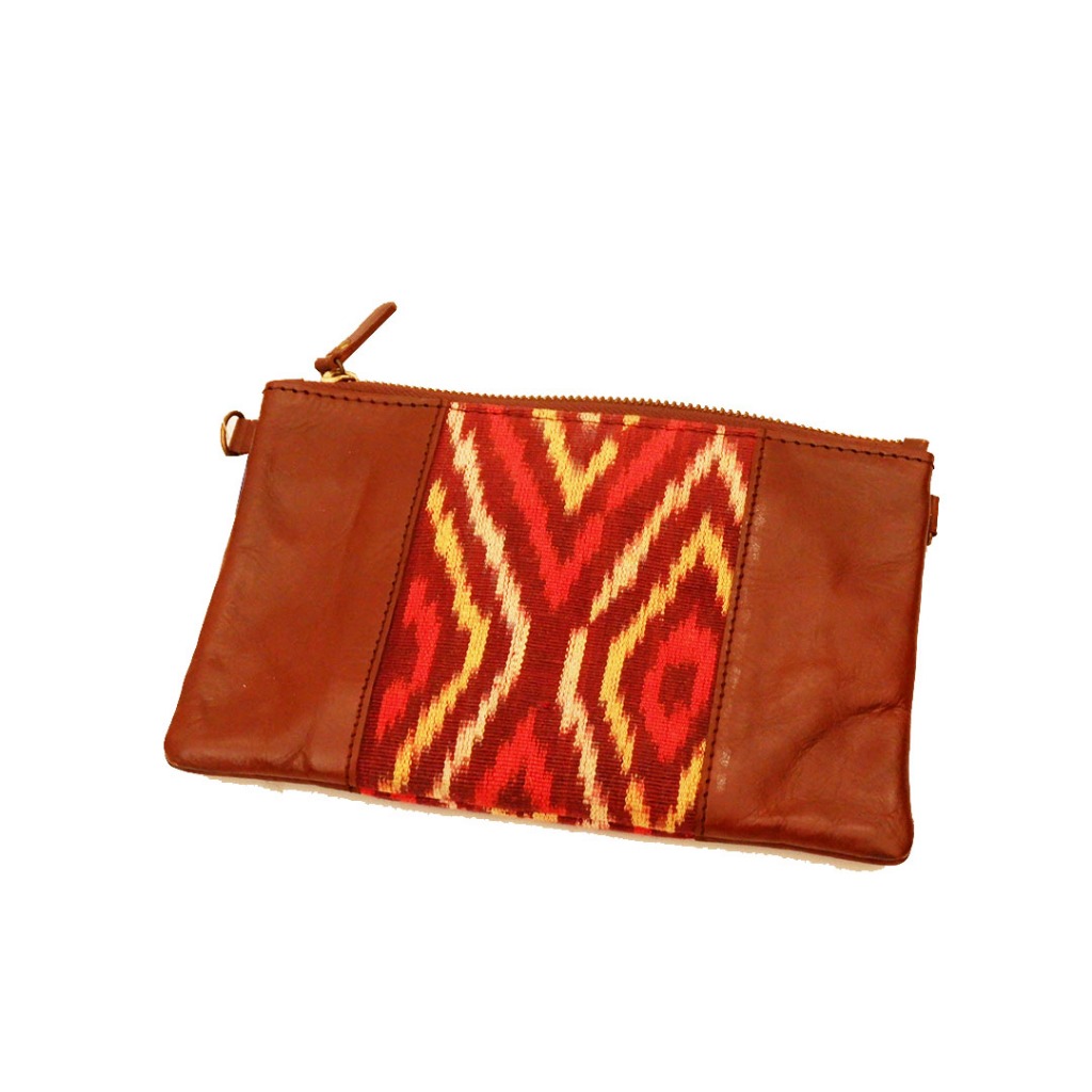 

Tempat Pensil Kain Tenun Kulit - Block Color Pencil Case Handmade