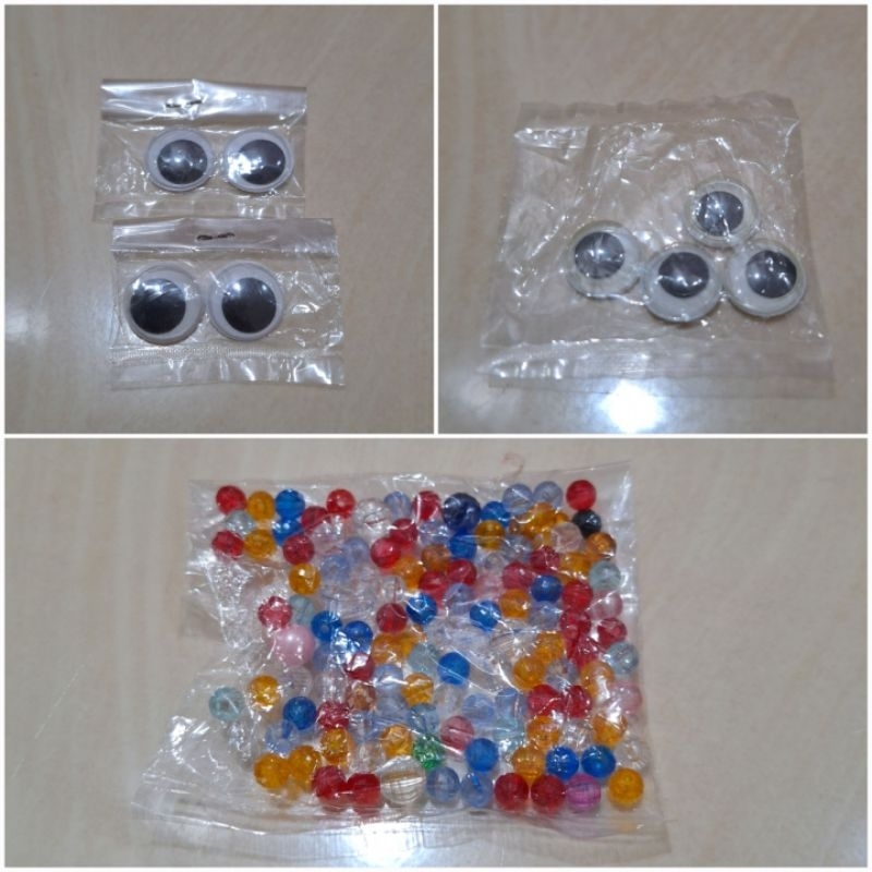 Mata Boneka Besar Kecil 10mm 17mm | Manik Manik Akrilik Bulat Mote Isi Bulat transparan