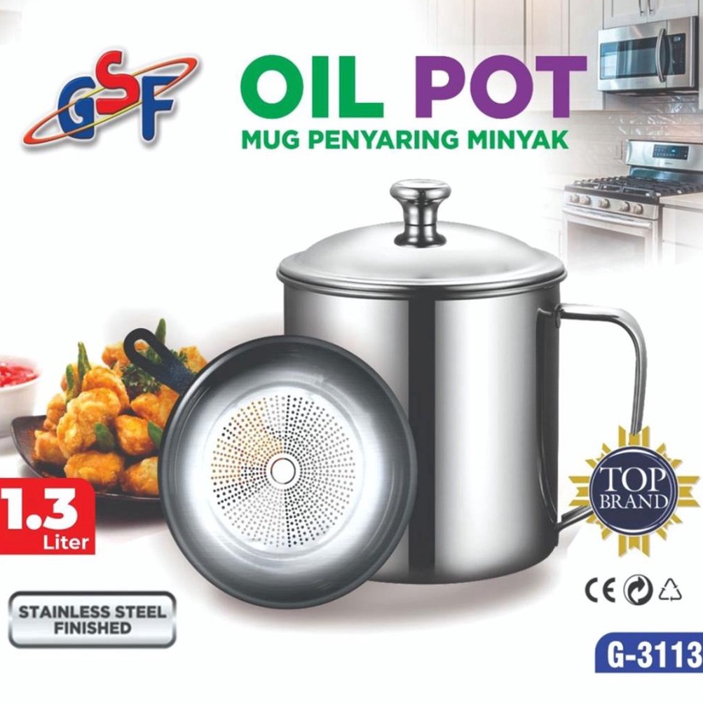 ART C52N Oil Pot  Saringan Minyak  Tempat Penyimpanan Penyaring Minyak Goreng 13 Liter GSF 3113  18 