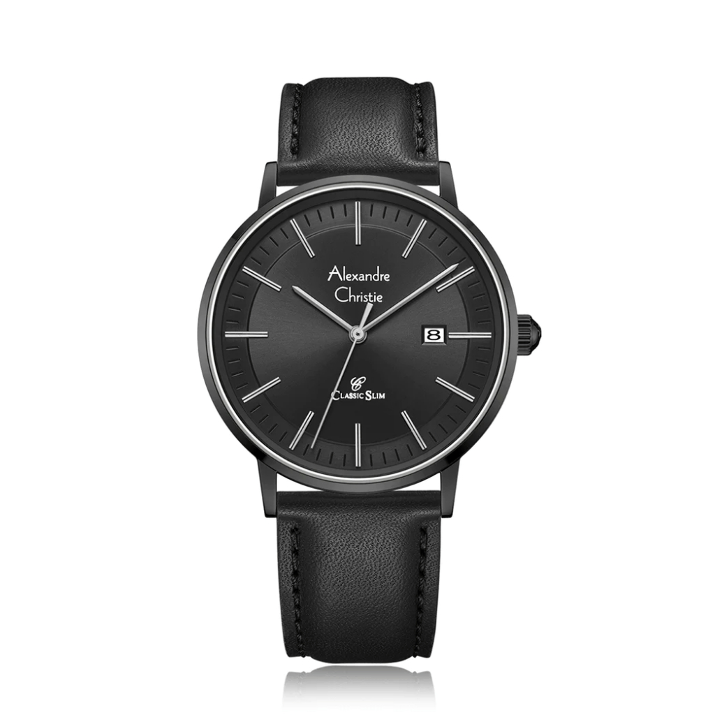 Alexandre Christie AC 8694 MDLIPBA Hitam Original / Jam Tangan Pria Analog Kulit MD