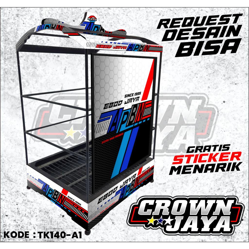 Sticker Decal Sangkar Kotak Ebod Jaya APBN Nomer 1 2 3 / Decal Sangkar Custom Hologram - TK