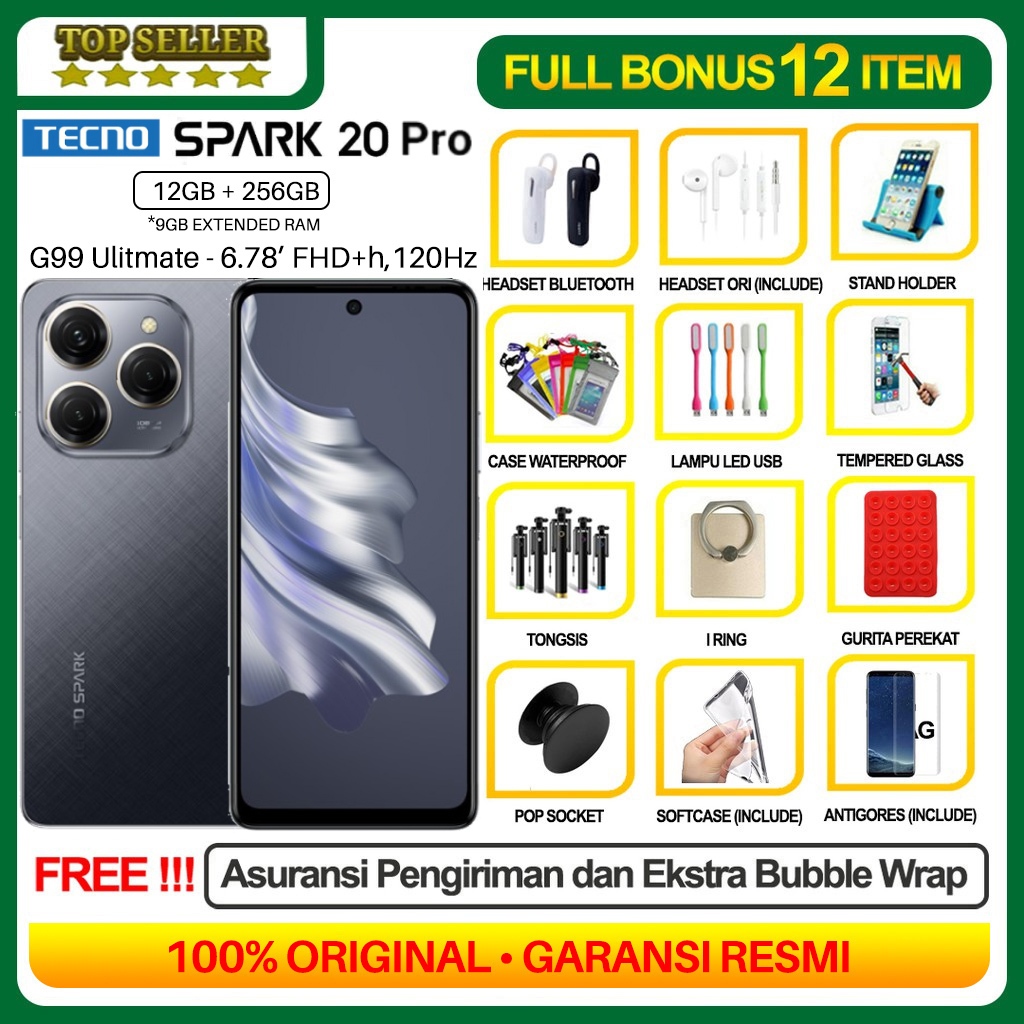 Tecno Spark 20 Pro PLus 8/256 GB | Spark 20 Pro 12/256 GB | Spark 20 NFC | Spark 20c NFC  8/256 8/128 4/128 Ram 8GB +8GB* / 4GB+4GB Rom 256gb 128gb Garansi Resmi-1