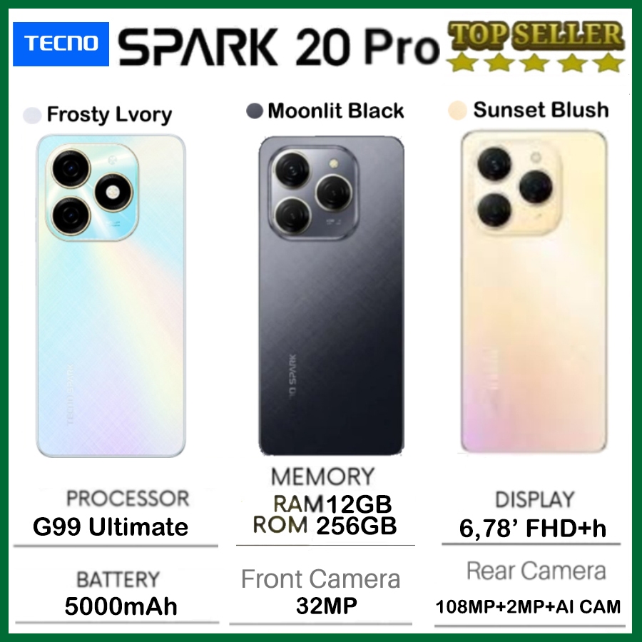 Tecno Spark 20 Pro PLus 8/256 GB | Spark 20 Pro 12/256 GB | Spark 20 NFC | Spark 20c NFC  8/256 8/128 4/128 Ram 8GB +8GB* / 4GB+4GB Rom 256gb 128gb Garansi Resmi-5