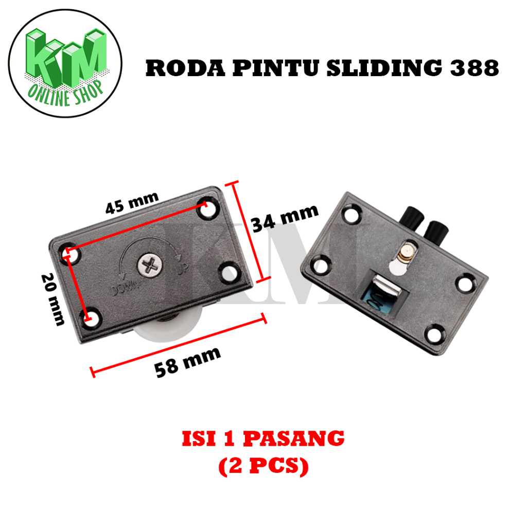 Roda Pintu Lemari Geser SD 388 / Roda Pintu Lemari Sliding Pasangan Rel Tanam U & M