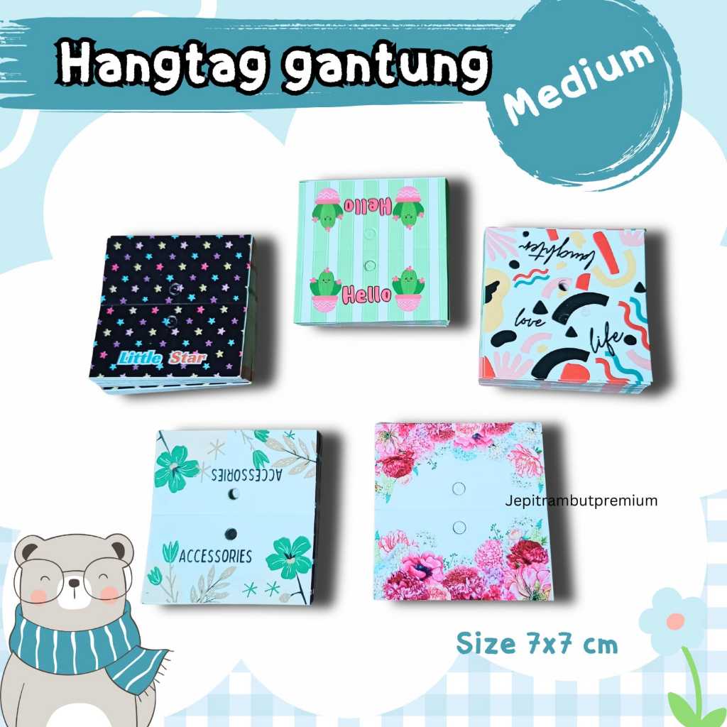 

7 x 7 Medium Hangtag kertas Gantungan Aksesoris Penjepit Plastik Trendy/ HANGTAG ACCESSORIS