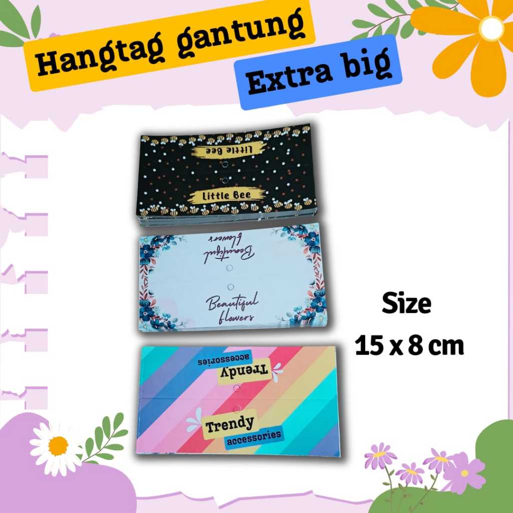 

JUMBO kertas Label Gantungan Aksesoris/ gantungan snack/ Penjepit Plastik Trendy/ HANGTAG ACCESSORIS