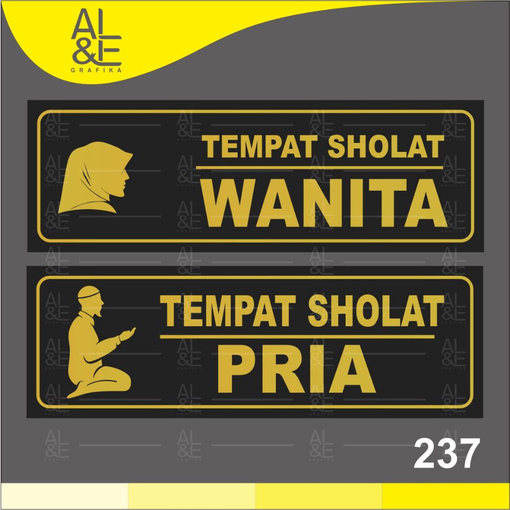 

237 - Stiker Tempat Sholat Pria dan Wanita, Sticker Vinyl, Cetak Premium Indoor