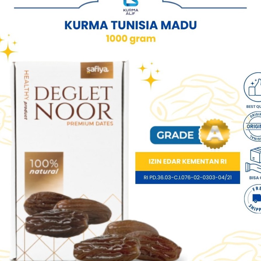 

KF7 Kurma Tunisia Madu Deglet Noor 1 Kg Tunisia Tanpa Tangkai