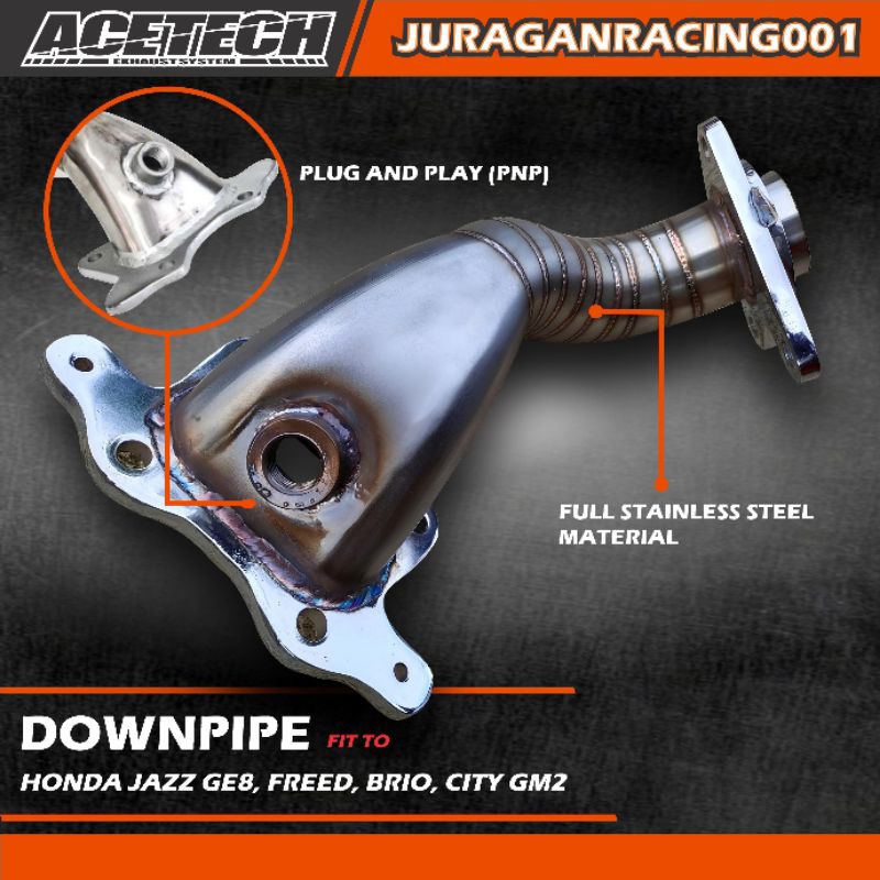 KNALPOT MOBIL RACING DOWNPIPE DP HONDA JAZZ GE8 FREED BRIO CITY GM2 BAHAN FULL STAINLESS STEEL