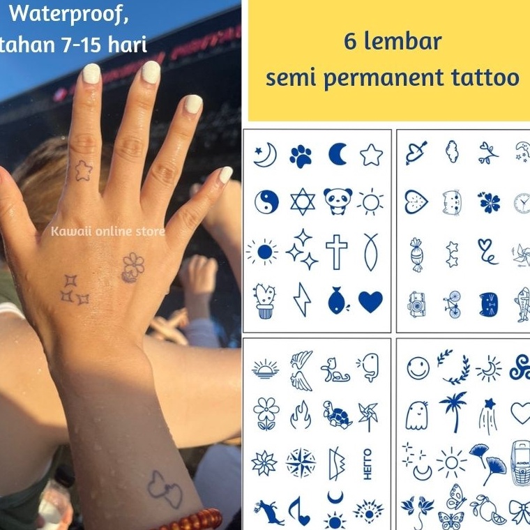 Top Product 6 lembar Tato lucu kecil aesthetic butterfly tattoo sticker waterproof semi permanen tah