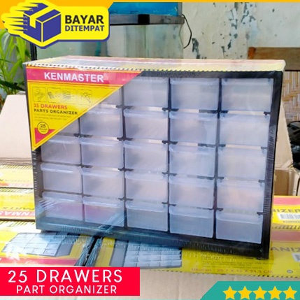 Kenmaster Organizer Rak Susun Drawer 25 Slot Kotak Spare Part Elektronika Komponen ART P7A6