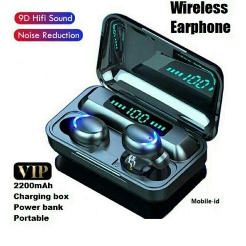 Skytime TWS F9 Wireless Earphone Earbuds In Ear Powerbank Headset Bluetooth Dengan Mikrofon HIFI Ste