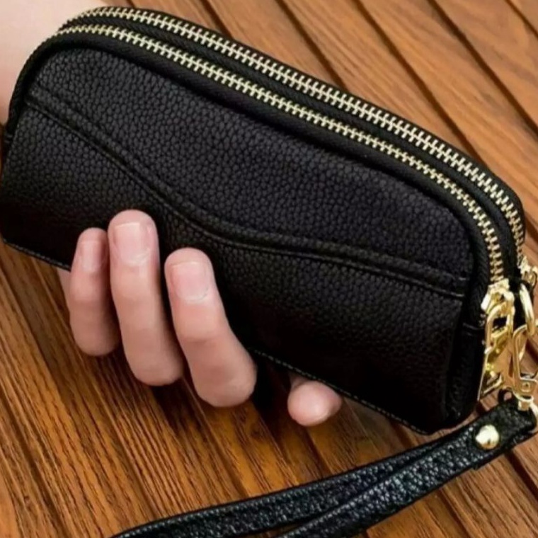 Dompet wanita PAPIRUT Anti Air 3 Ruang Resleting Tempat Hp dan Uang Hanging wallet Handbag paspor ID