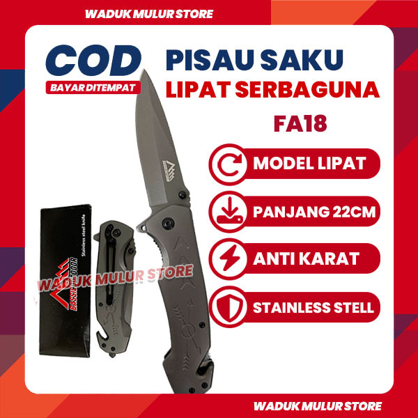 [WMS] Pisau Bassic Outdoor Serbaguna Browning Knifezer CS GO Pointed Head Stainless Stell Anti Karat