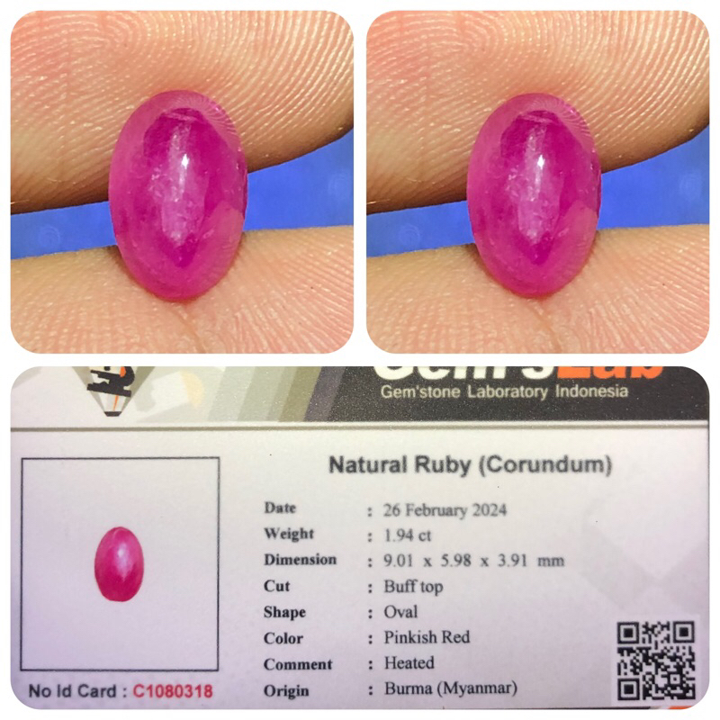 Natural ruby burma heated
