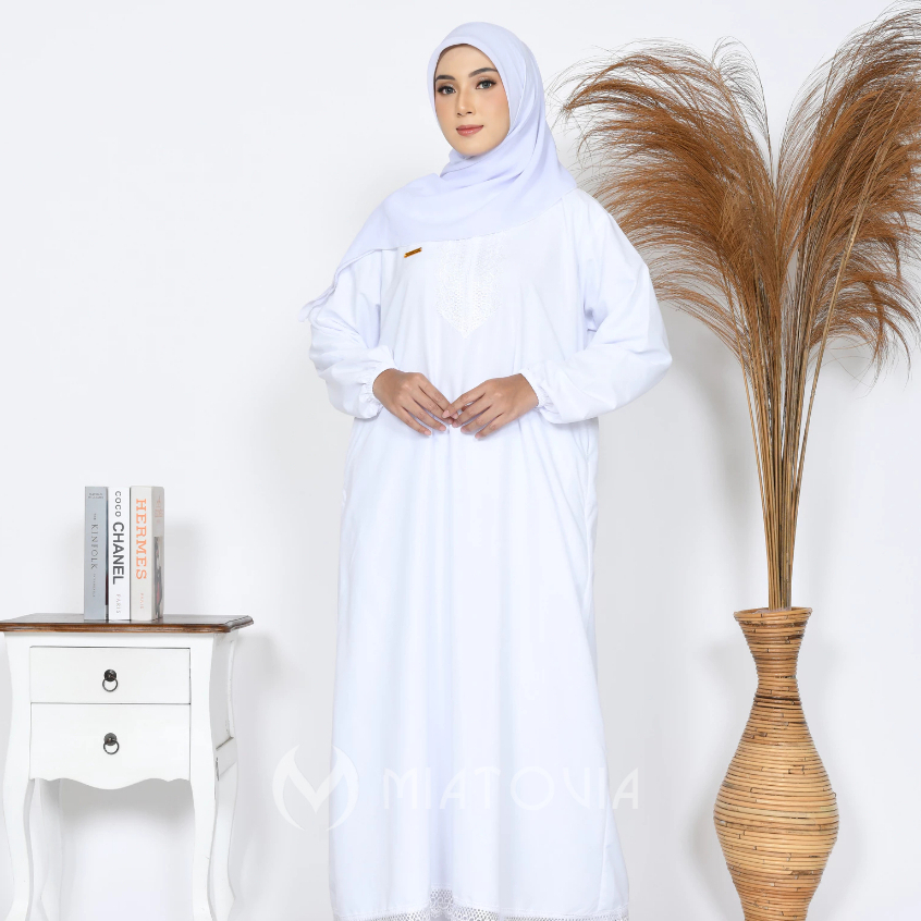Gamis Ramadhan dan Lebaran | Gamis Dewasa Putih Bersih | Baju Gamis Wanita Muslim Dres Wanita Remaja