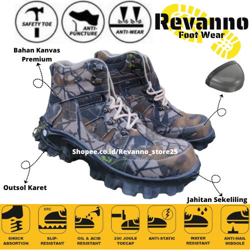 Sepatu Safety Boots Pria ARMOUR CAMO Ujung Besi tactical 511 / HAIKING / TOURING Termurah langsung d