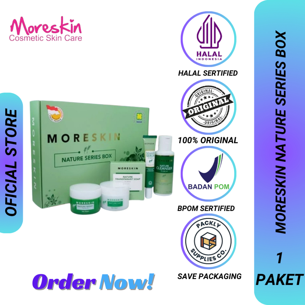 Moreskin Nature Series Box - Paket Set Perawatan Wajah Anti Acne Jerawat Murah BPOM Original
