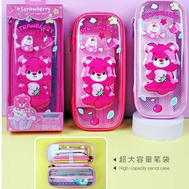 

TM/Tempat Kotak Pensil Anak Sekolah Pencil Case Timbul Depan Transparant Lotso Unicorn Dinosaurus Boba Mix Unofficial Import