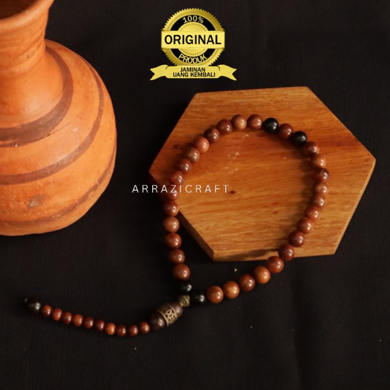Tasbih Kayu Kokka Kokah Kaokah Asli 100% Bersertifikat 33 Butir