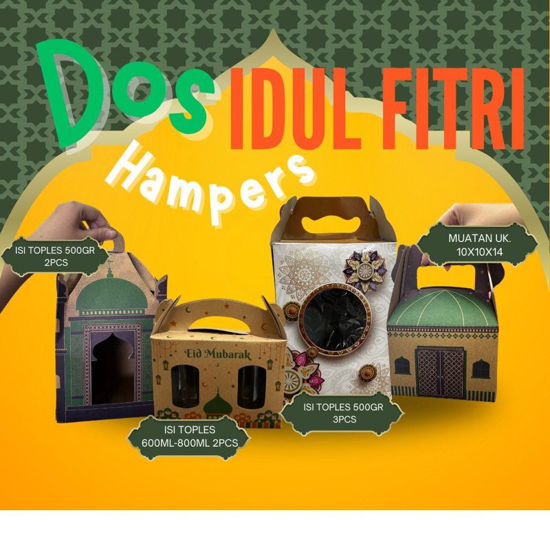 

DOS TOPLES BOX HAMPERS DUS TOPLES IDUL FITRI DOS LEBARAN GABLE BOX LEBARAN 10pcs
