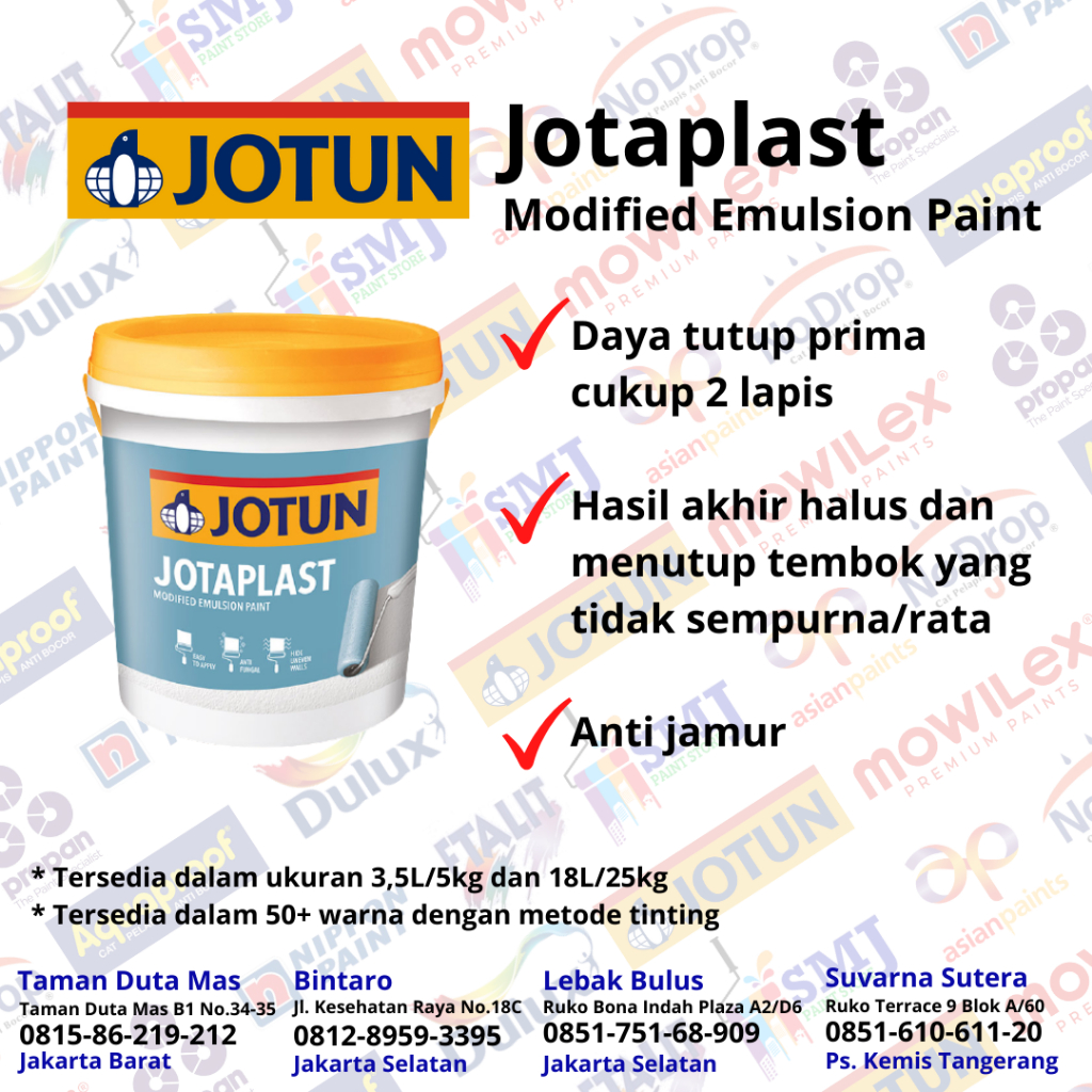 CAT TEMBOK INTERIOR JOTUN JOTAPLAST NEW WHITE & BLACK KEMASAN 18 LITER (26 KG)