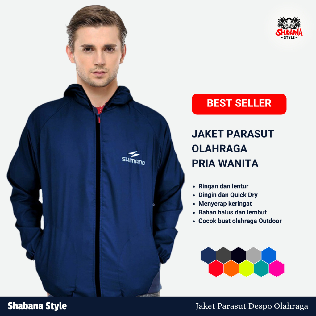 Jaket Parasut Sport Sauna Suit, Jogging, Lari, Bersepeda, Despo, Gym Fitnes, Senam Polos Premium | J