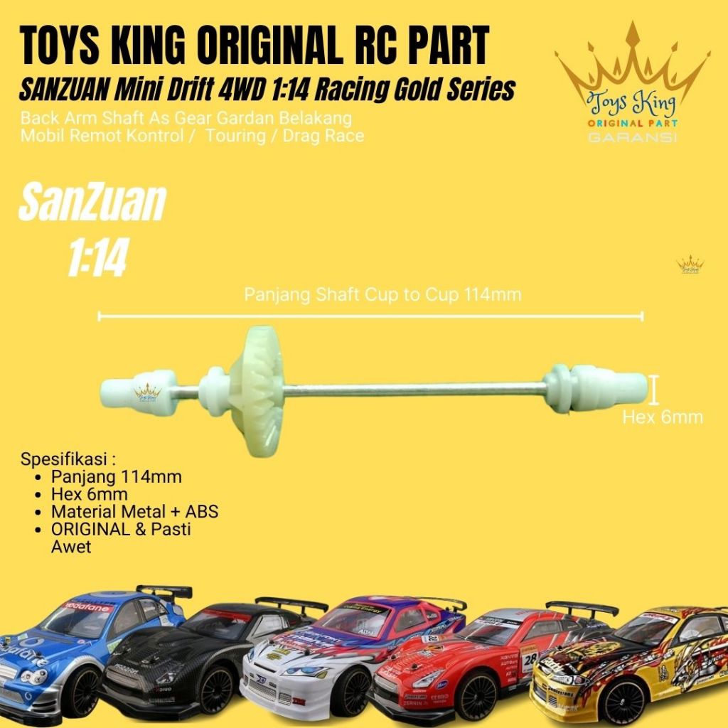 Back Arm Shaft As Gear Gardan Belakang SANZUAN Mini Drift 4WD  1:14  Racing Gold Series TOY KING ORI