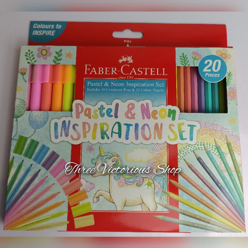 

Faber Castell Bundle 10 Colour Pencils & 10 connector pen PASTEL NEON