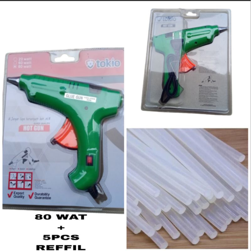 

TOKIO Lem Tembak Glue Gun On Off 80Watt / Paket Tembakan Lem Bakar 80 watt