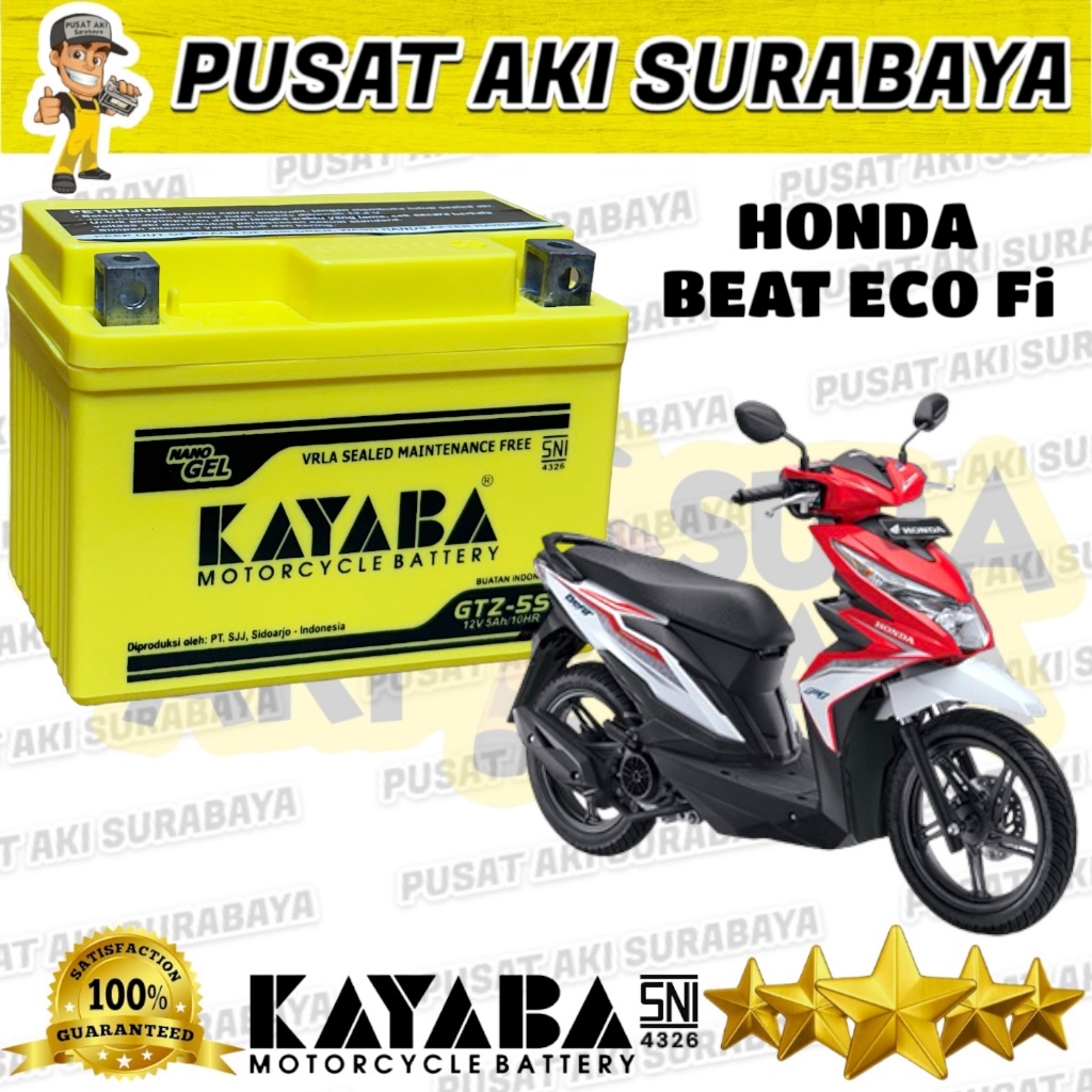 PUSAT AKI SURABAYA ACCU KAYABA GTZ5S AKI KERING SIAP PAKAI 12V 5AH HONDA MATIC BEAT ECO BEAT Fi BEAT