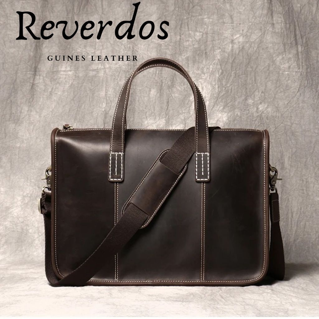 Tas Tangan Kulit Asli Pria - Tas Tangan Bisnis Kulit - Tas Selempang Bahu Laptop 13 Inch