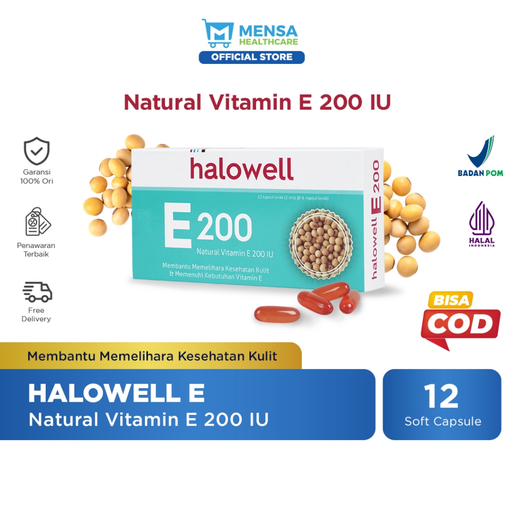 [ SPECIAL PROMO ] Halowell Vitamin E 200 IU Suplemen Daya Tahan Tubuh - Expired Date Januari 2025