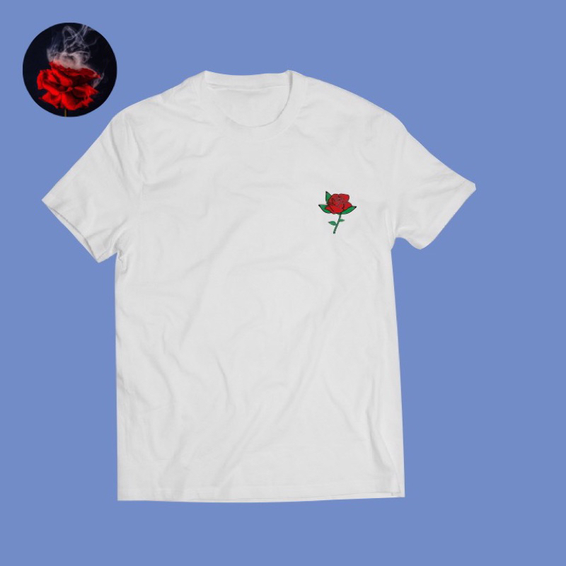 Kaos Premium UNISEX Motif Bunga Mawar (Bahan 100% Cotton Combed 24s)