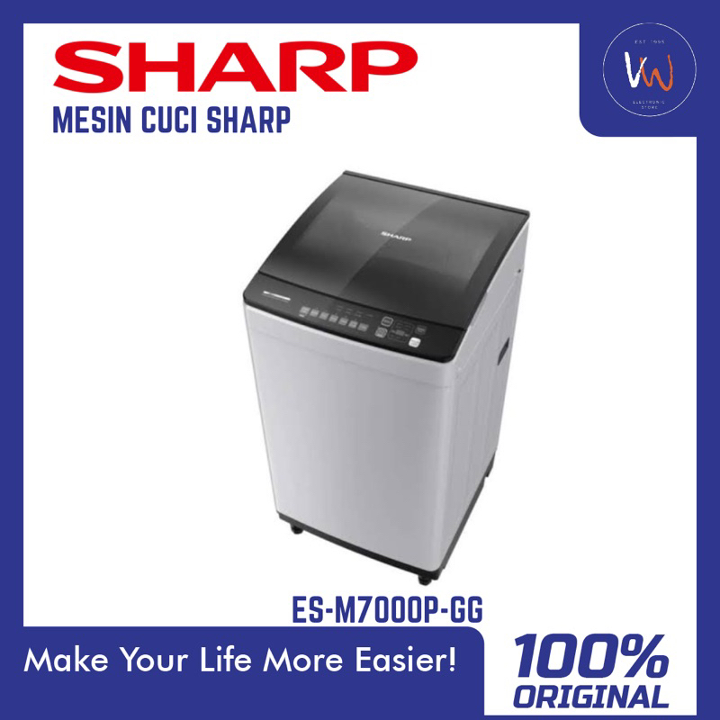 Mesin Cuci 1 Tabung Sharp ES-M7000 7 KG / Mesin Penggiling Baju / Pengering Pakaian