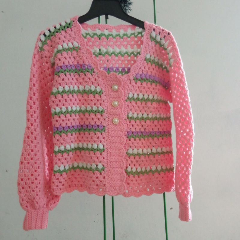 Cardigan tulip crochet ( cardigan rajut tangan/crochet handmade)