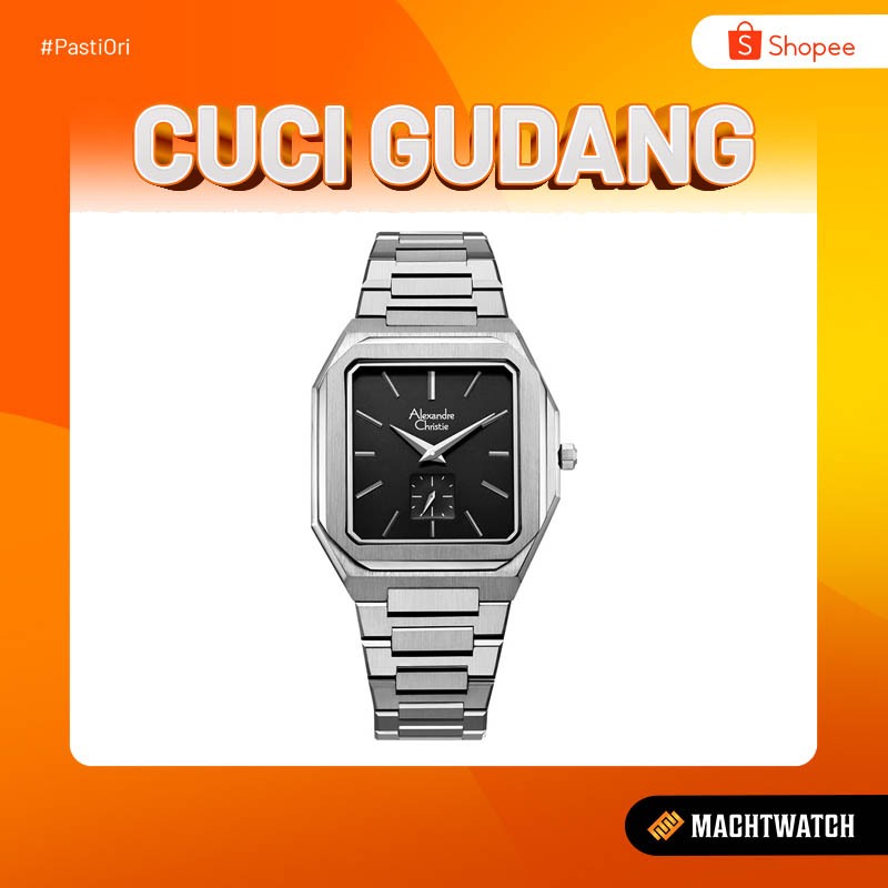 Promo Cuci Gudang Alexandre Christie Classic AC 8601 MS BSSBA Black Dial St.Steel Strap [No Box]