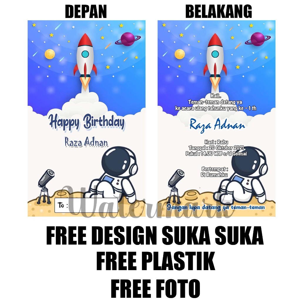 (UNDANGAN ULTAH) /Undangan ulang tahun / undangan ultah / undangan cetak / cetak undangan