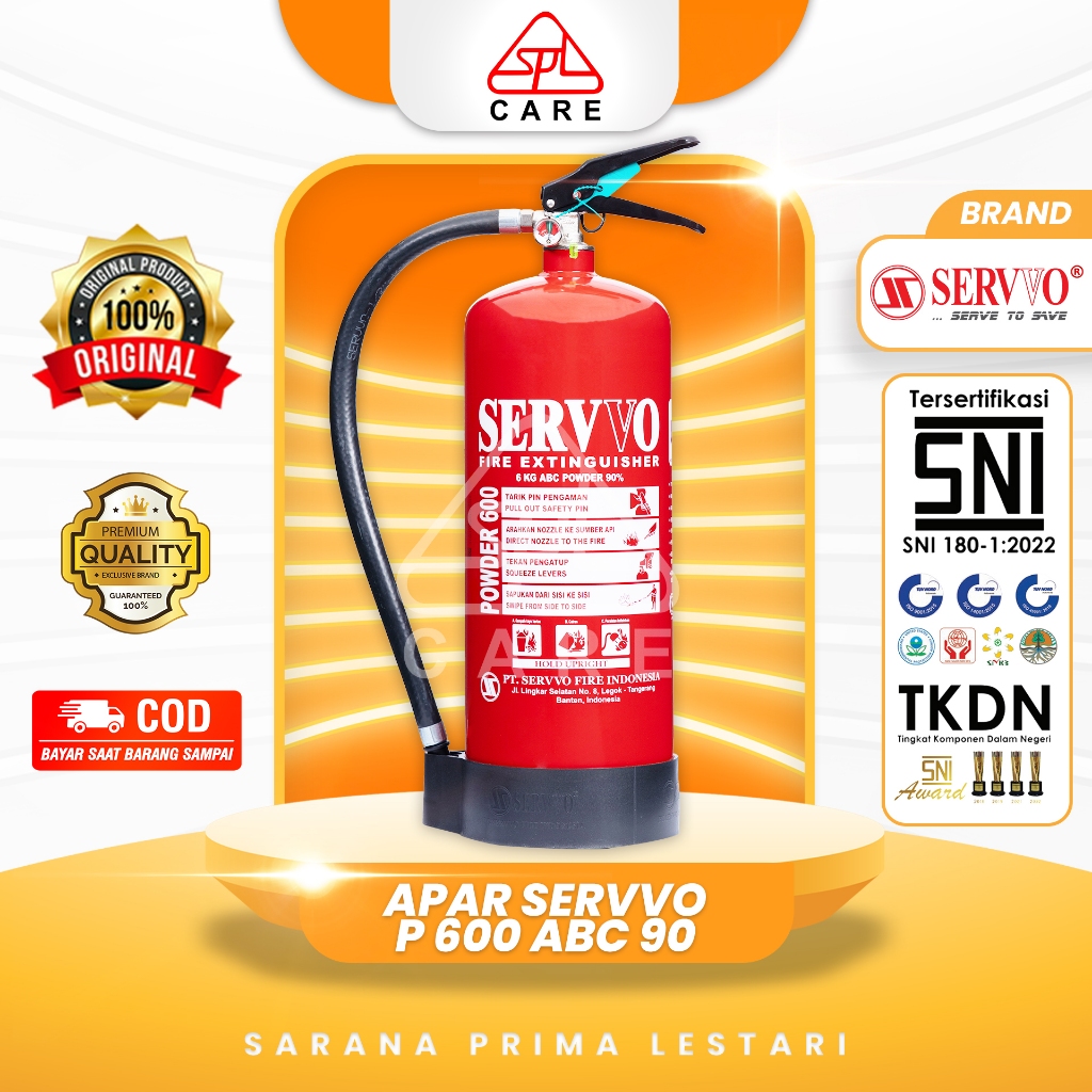 APAR SERVVO 6 KG RACUN API 90% SNI, 6KG ABC POWDER 90% (UL), APAR SNI - SERVVO