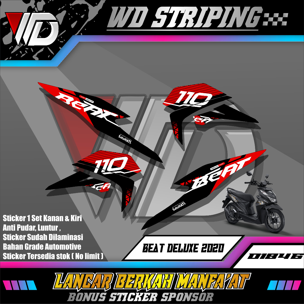 01846 Striping Sticker Stiker Setiker Motor Beat New Beat Deluxe Street New 2020 2021 2022 2023